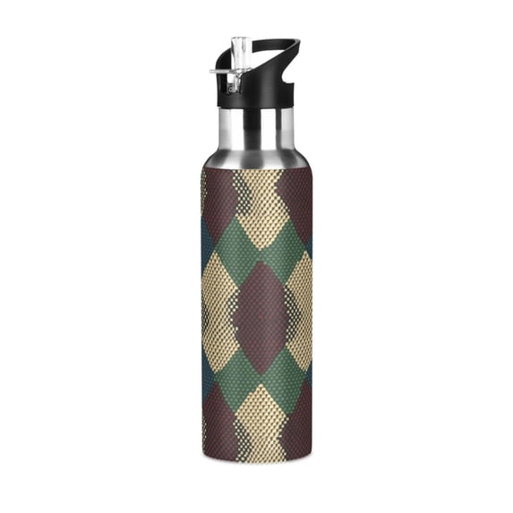Yayeee 33oz Insulated Water Bottle Double Wall Stainless Steel with Flip Straw Lid, Green Tartan Pattern