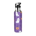thumbnail image 1 of Yayeee 33oz Insulated Water Bottle Double Wall Stainless Steel with Flip Straw Lid, Halloween Purple Ghosts, 1 of 7