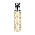thumbnail image 1 of Yayeee 33oz Insulated Water Bottle Double Wall Stainless Steel with Flip Straw Lid, Pastel Green Geometric, 1 of 7