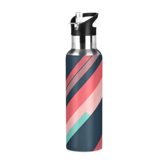 Yayeee 33oz Insulated Water Bottle Double Wall Stainless Steel with Flip Straw Lid, Pink Geometric