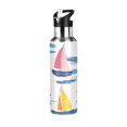 thumbnail image 1 of Yayeee 33oz Insulated Water Bottle Double Wall Stainless Steel with Flip Straw Lid, Pink Hand Drawn Sailboats, 1 of 7