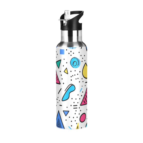 Yayeee 33oz Insulated Water Bottle Double Wall Stainless Steel with Flip Straw Lid, Red Retro Pattern