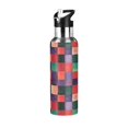 thumbnail image 1 of Yayeee 33oz Insulated Water Bottle Double Wall Stainless Steel with Flip Straw Lid, Red and Purple Plaid Pattern, 1 of 7