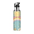 thumbnail image 1 of Yayeee 33oz Insulated Water Bottle Double Wall Stainless Steel with Flip Straw Lid, Retro Beige Rainbow, 1 of 7
