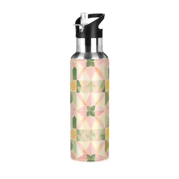 Yayeee 33oz Insulated Water Bottle Double Wall Stainless Steel with Flip Straw Lid, Retro Pink Stars