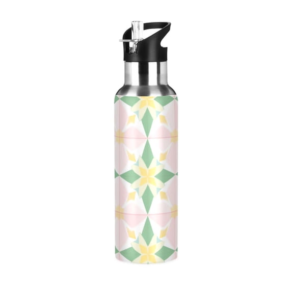 Yayeee 33oz Insulated Water Bottle Double Wall Stainless Steel with Flip Straw Lid, Retro Yellow Stars