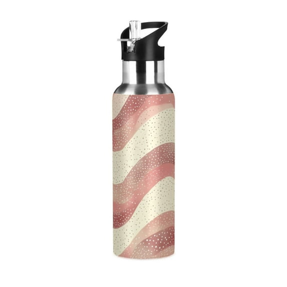 Yayeee 33oz Double Wall Stainless Steel Water Bottle with Flip Straw, Soft Pink Pattern