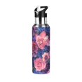 thumbnail image 1 of Yayeee 33oz Insulated Water Bottle Double Wall Stainless Steel with Flip Straw Lid, Vibrant Art Flowers, 1 of 7