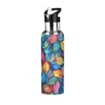 thumbnail image 1 of Yayeee 33oz Insulated Water Bottle Double Wall Stainless Steel with Flip Straw Lid, Vibrant Art Leaves Pattern, 1 of 7