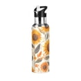 thumbnail image 1 of Yayeee 33oz Insulated Water Bottle Double Wall Stainless Steel with Flip Straw Lid, Watercolor Sunflowers and Leaves, 1 of 7