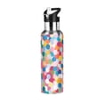 thumbnail image 1 of Yayeee 33oz Insulated Water Bottle Double Wall Stainless Steel with Flip Straw Lid, Yellow Colorful Circles, 1 of 7