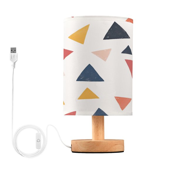 Yayeee Table Lamp for Bedroom Nightstand LED Portable Bedside Warm Light, Abstract Triangles