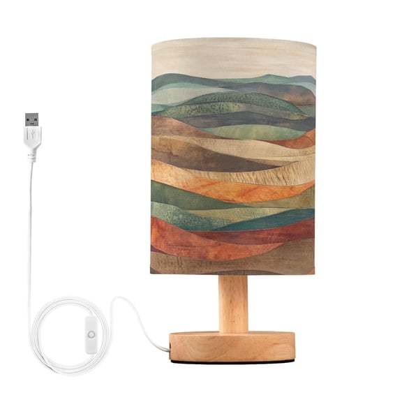 Yayeee Table Lamp for Bedroom Nightstand LED Portable Bedside Warm Light, Abstract Wavy Landscape