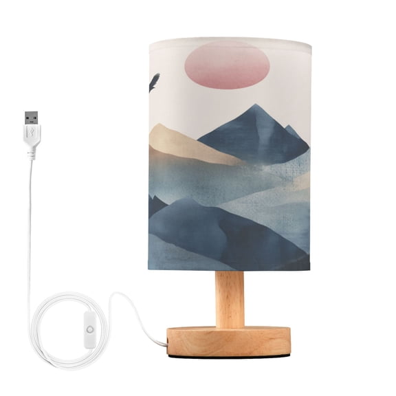 Yayeee Table Lamp for Bedroom Nightstand LED Portable Bedside Warm Light, Art Mountains