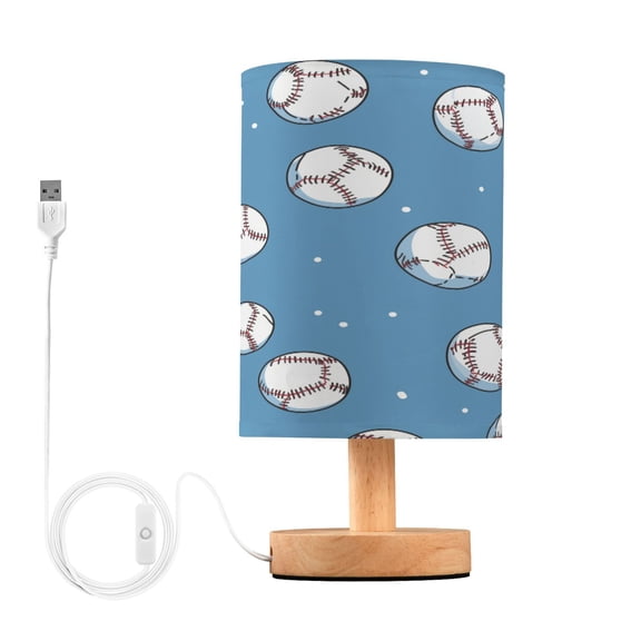 Yayeee Table Lamp for Bedroom Nightstand LED Portable Bedside Warm Light, Baseballs Pattern