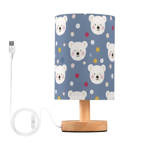 Yayeee Table Lamp for Bedroom Nightstand LED Portable Bedside Warm Light, Bear Dot Pattern