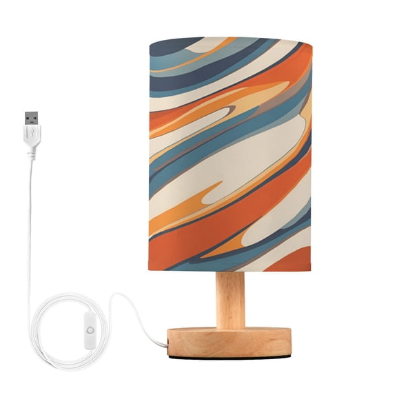 Yayeee Table Lamp for Bedroom Nightstand LED Portable Bedside Warm Light, Beige Abstract Wavy