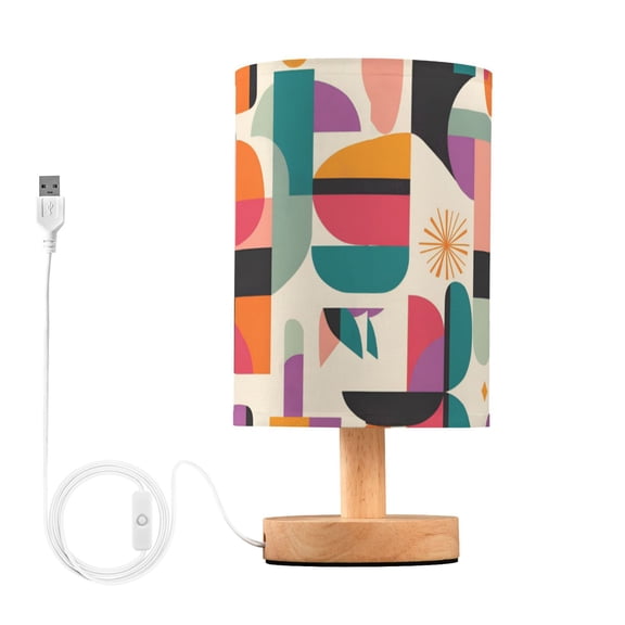 Yayeee Table Lamp for Bedroom Nightstand LED Portable Bedside Warm Light, Beige Abstract