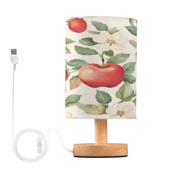 Yayeee Table Lamp for Bedroom Nightstand LED Portable Bedside Warm Light, Beige Apple Pattern