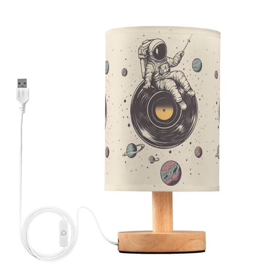 Yayeee Table Lamp for Bedroom Nightstand LED Portable Bedside Warm Light, Beige Astronaut Planet