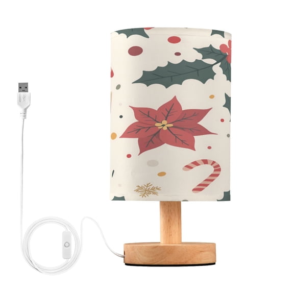 Yayeee Table Lamp for Bedroom Nightstand LED Portable Bedside Warm Light, Beige Christmas Candy Canes