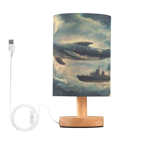 Yayeee Table Lamp for Bedroom Nightstand LED Portable Bedside Warm Light, Beige Floating Whale