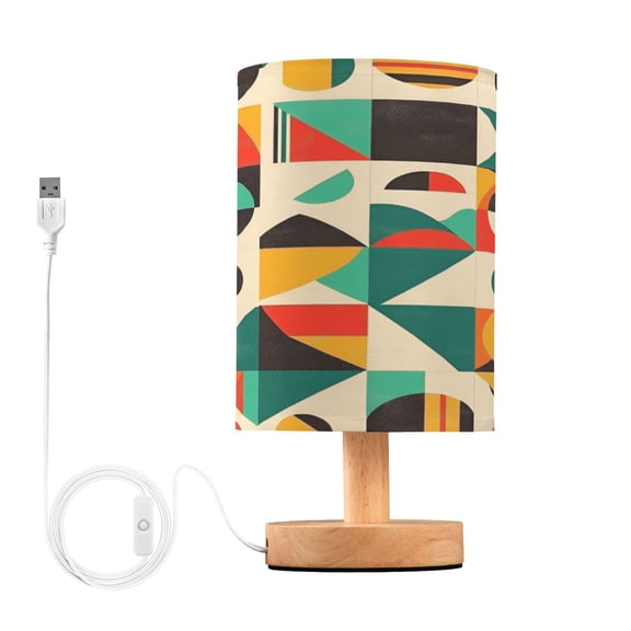 Yayeee Table Lamp for Bedroom Nightstand LED Portable Bedside Warm Light, Beige Geometric