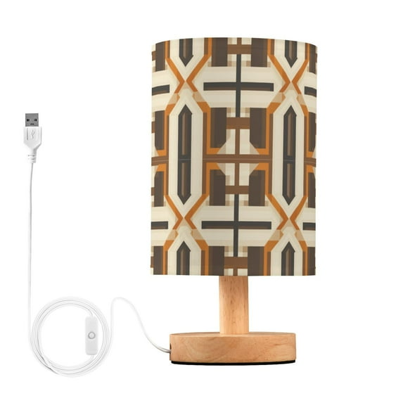 Yayeee Table Lamp for Bedroom Nightstand LED Portable Bedside Warm Light, Beige Geometric