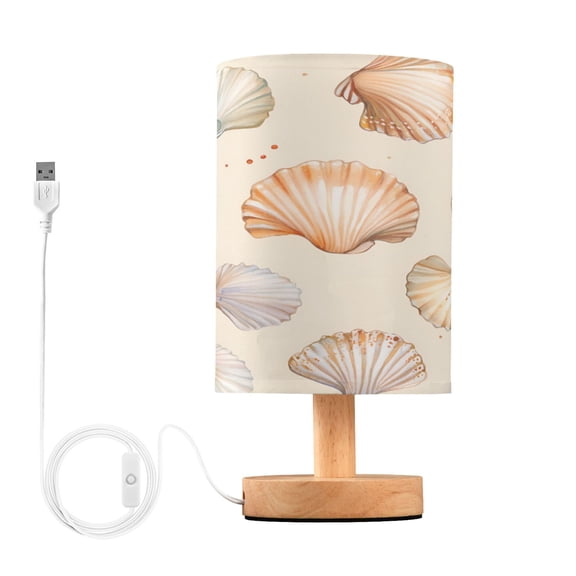 Yayeee Table Lamp for Bedroom Nightstand LED Portable Bedside Warm Light, Beige Seashell