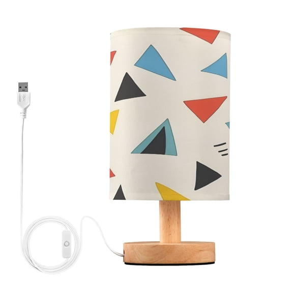 Yayeee Table Lamp for Bedroom Nightstand LED Portable Bedside Warm Light, Beige Triangles