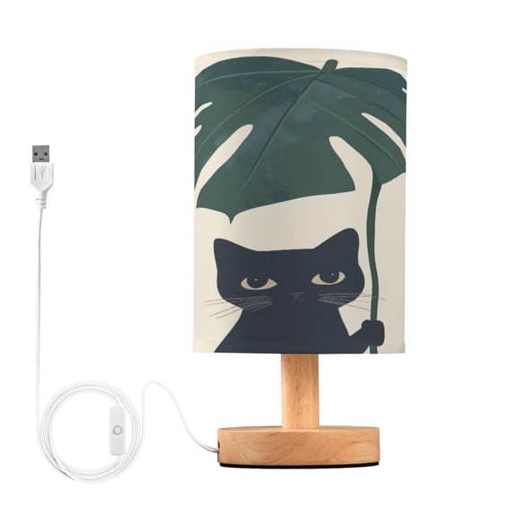 Yayeee Table Lamp for Bedroom Nightstand LED Portable Bedside Warm Light, Black Cat Plants