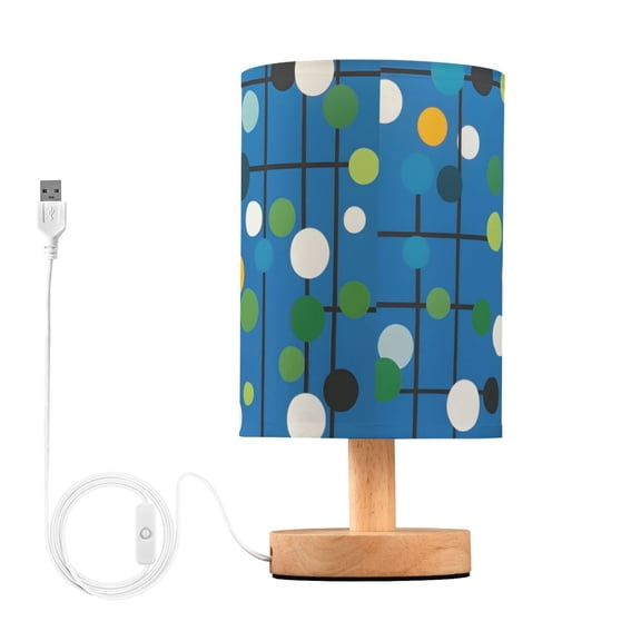 Yayeee Table Lamp for Bedroom Nightstand LED Portable Bedside Warm Light, Blue Abstract