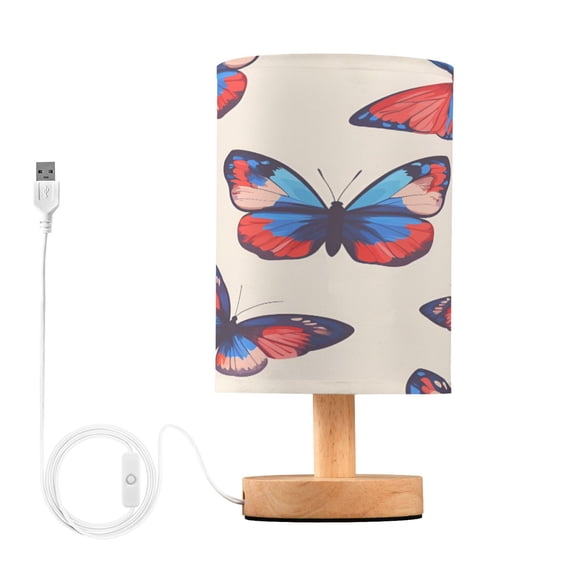 Yayeee Table Lamp for Bedroom Nightstand LED Portable Bedside Warm Light, Blue Butterflies