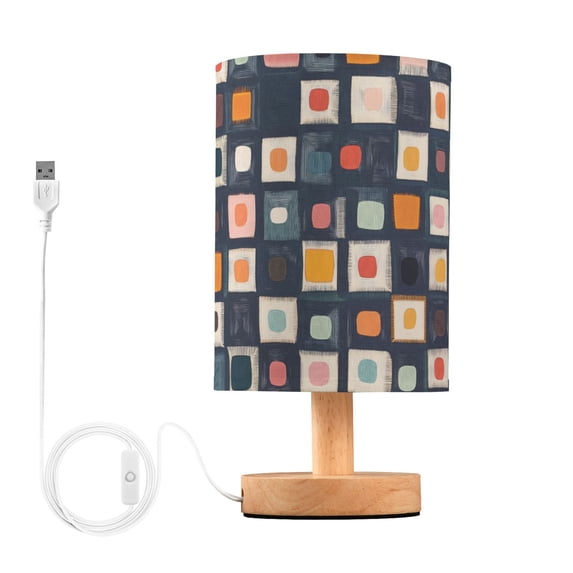 Yayeee Table Lamp for Bedroom Nightstand LED Portable Bedside Warm Light, Blue Circle Mosaic