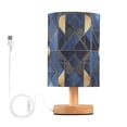 thumbnail image 1 of Yayeee Table Lamp for Bedroom Nightstand LED Portable Bedside Warm Light, Blue Geometric Pattern, 1 of 7