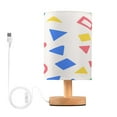 thumbnail image 1 of Yayeee Table Lamp for Bedroom Nightstand LED Portable Bedside Warm Light, Blue Retro Triangles, 1 of 7