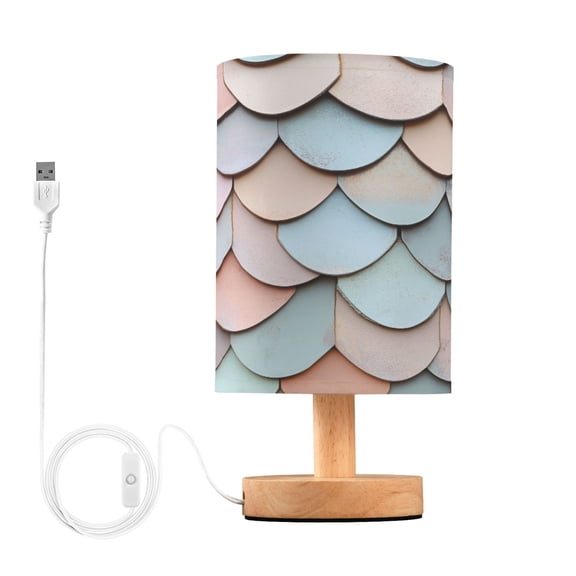 Yayeee Table Lamp for Bedroom Nightstand LED Portable Bedside Warm Light, Blue Shimmering Pattern