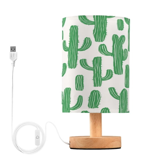 Yayeee Table Lamp for Bedroom Nightstand LED Portable Bedside Warm Light, Cactus Pattern