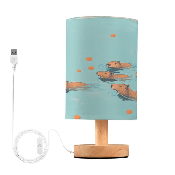 Yayeee Table Lamp for Bedroom Nightstand LED Portable Bedside Warm Light, Capybara Splash
