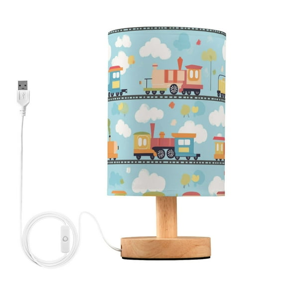 Yayeee Table Lamp for Bedroom Nightstand LED Portable Bedside Warm Light, Cartoon Train Pattern