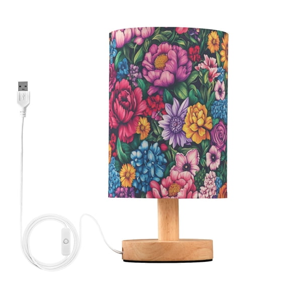 Yayeee Table Lamp for Bedroom Nightstand LED Portable Bedside Warm Light, Charming Floral Pattern