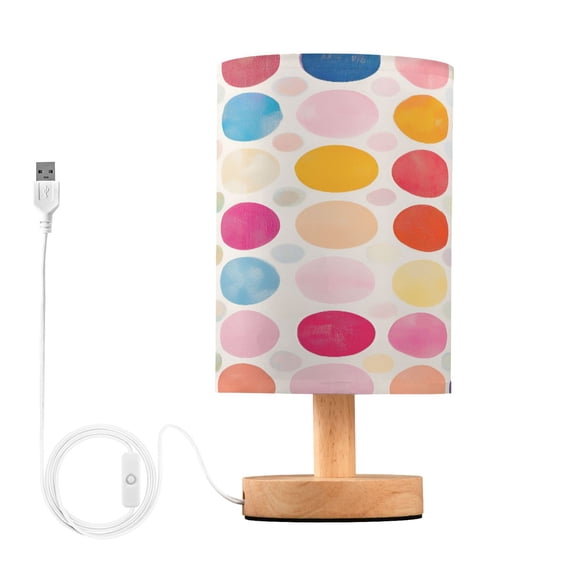 Yayeee Table Lamp for Bedroom Nightstand LED Portable Bedside Warm Light, Colorful Circles