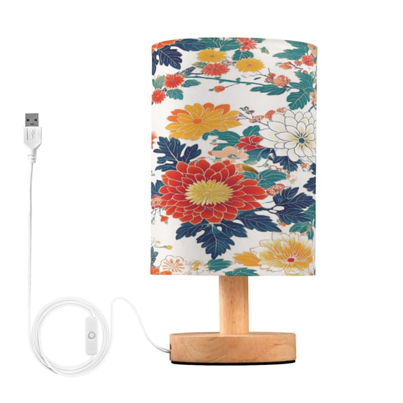 Yayeee Table Lamp for Bedroom Nightstand LED Portable Bedside Warm Light, Colorful Flowers Pattern