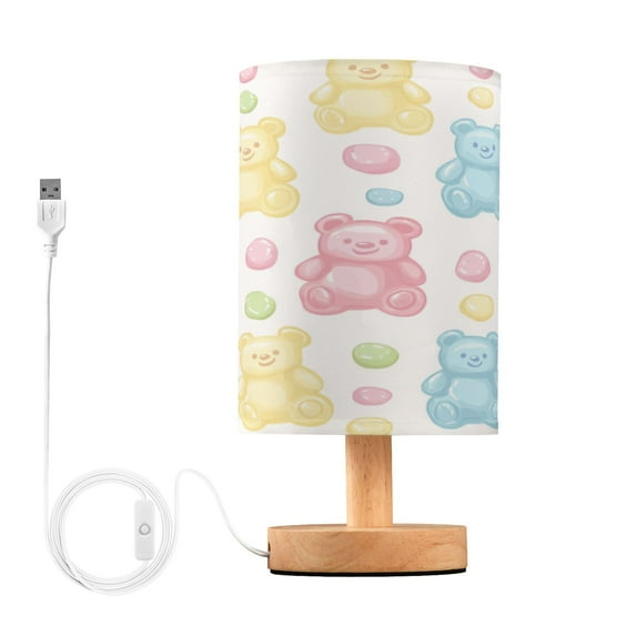 Yayeee Table Lamp for Bedroom Nightstand LED Portable Bedside Warm Light, Colorful Gummy Bears Pattern