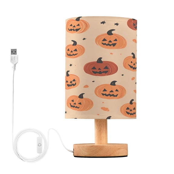 Yayeee Table Lamp for Bedroom Nightstand LED Portable Bedside Warm Light, Colorful Halloween Pumpkin Pattern