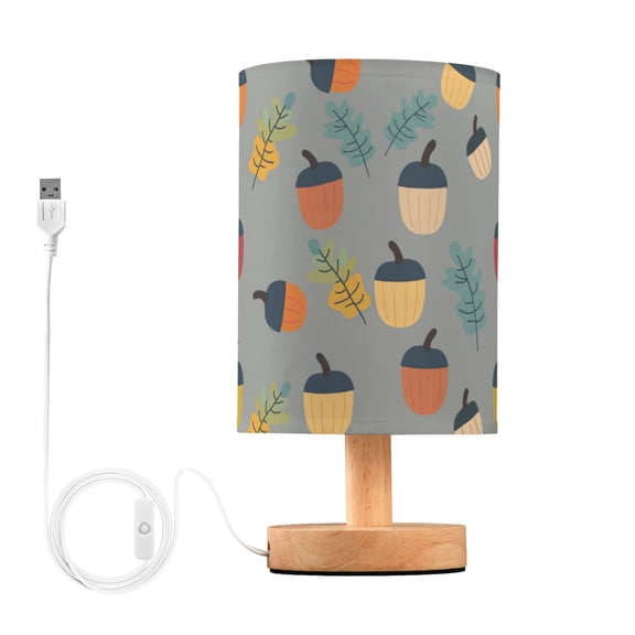 Yayeee Table Lamp for Bedroom Nightstand LED Portable Bedside Warm Light, Cute Acorns Pattern