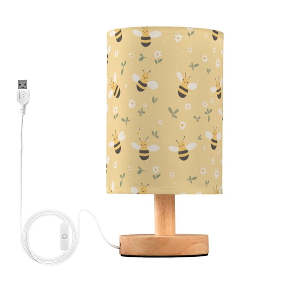 Yayeee Table Lamp for Bedroom Nightstand LED Portable Bedside Warm Light, Cute Bee Pattern