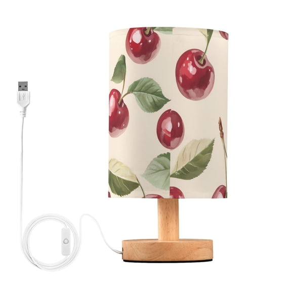 Yayeee Table Lamp for Bedroom Nightstand LED Portable Bedside Warm Light, Cute Cherry