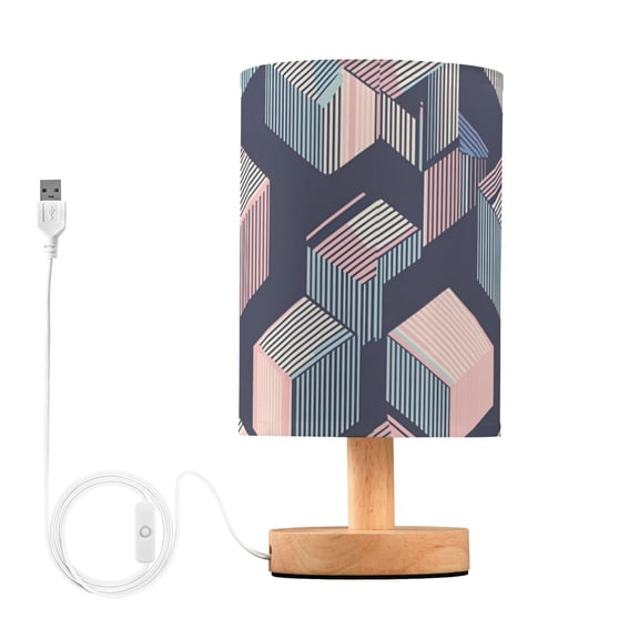 Yayeee Table Lamp for Bedroom Nightstand LED Portable Bedside Warm Light, Dark Cubes