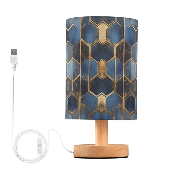 Yayeee Table Lamp for Bedroom Nightstand LED Portable Bedside Warm Light, Elegant Hexagon Pattern